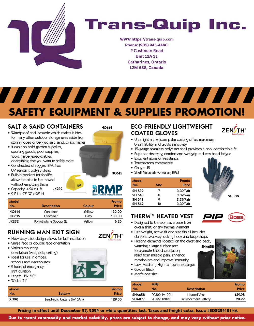 Safety Equipment & Supplies Quarterly Promotion